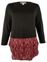 Women's Layered Long Sleeved Top Black Burgundy